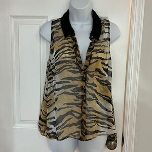 NWT Equipment Velvet Collar Tank Button-down Top size L